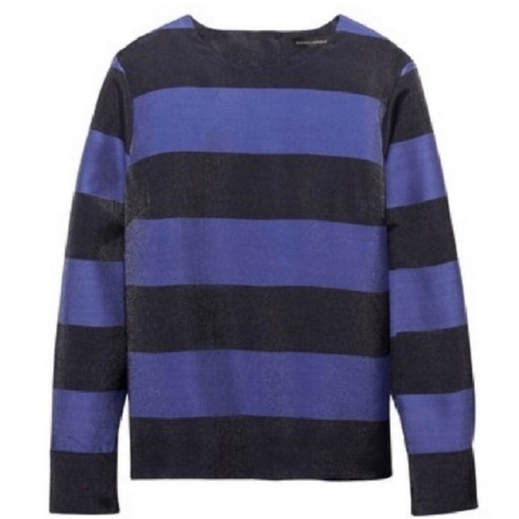 Banana Republic Metallic Shimmer Rugby Striped Blouse - Picture 2 of 12